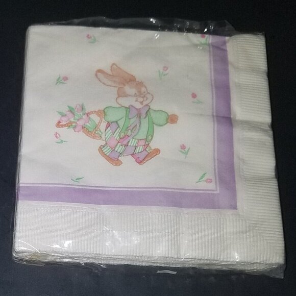 VTG Easter Bunny Luncheon Napkins 3 ply 13.5"x13.5" American Greetings Spring - Picture 1 of 2